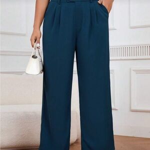3/$10 Shein curve Teal Wide-Leg Pants